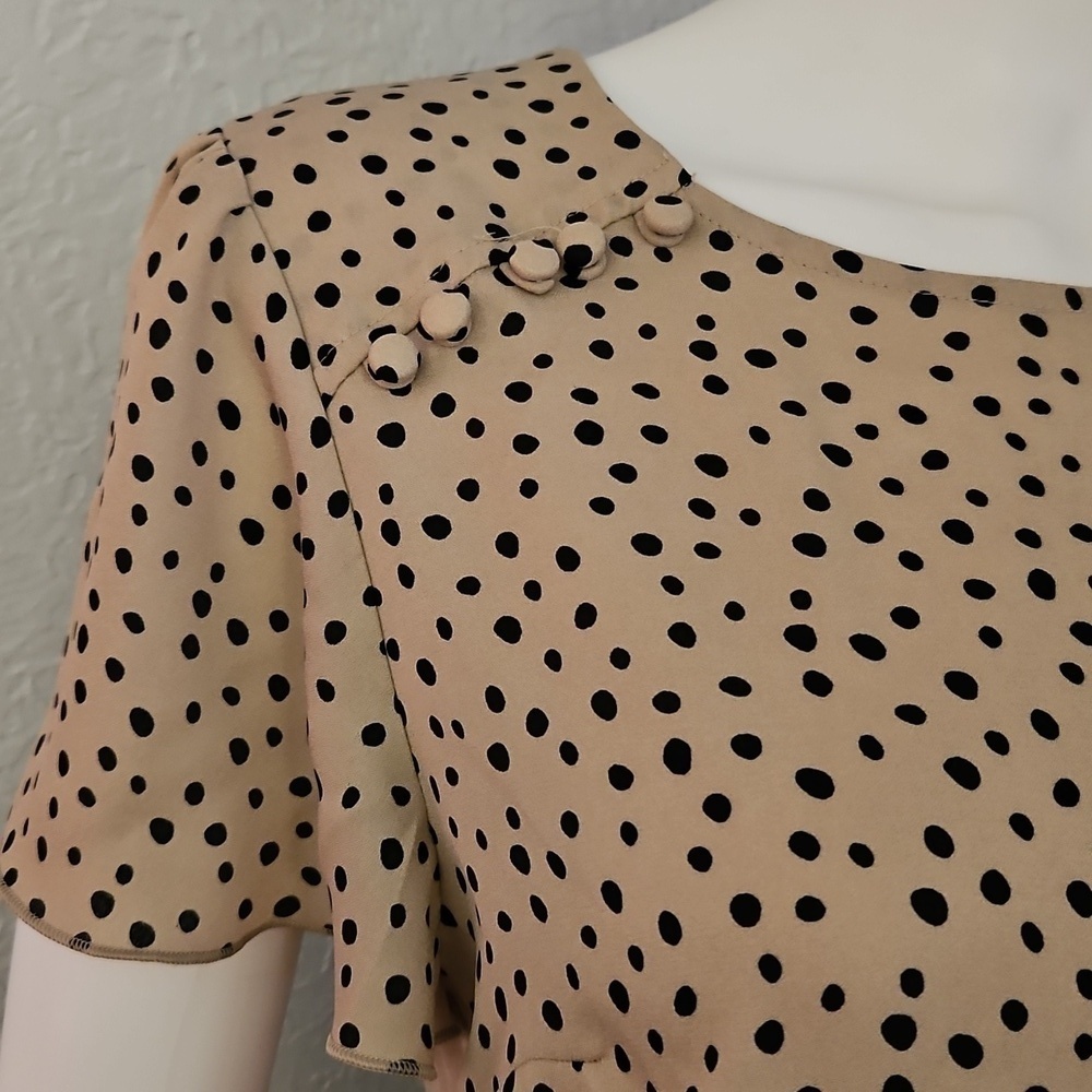 FORTUNE & IVY Tan Polka Dot Blouse - Picture 4 of 8